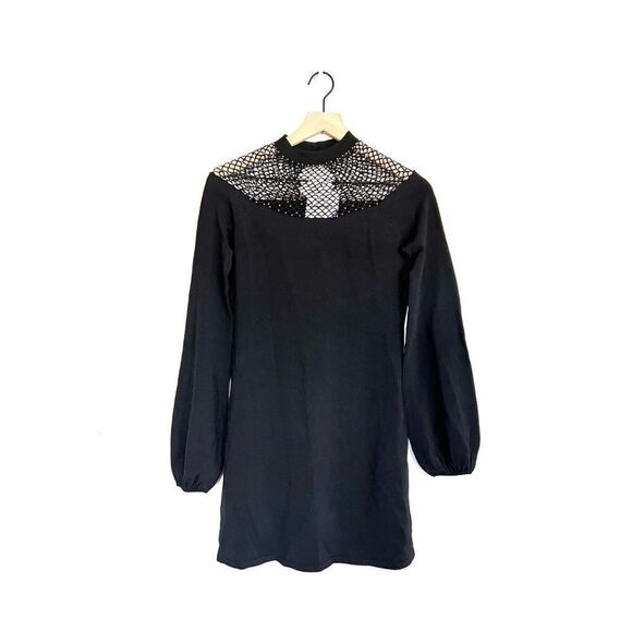 Joos Tricot Swarovski Fish Net Body Con Dress Black Size Extra Small - Picture 7 of 12